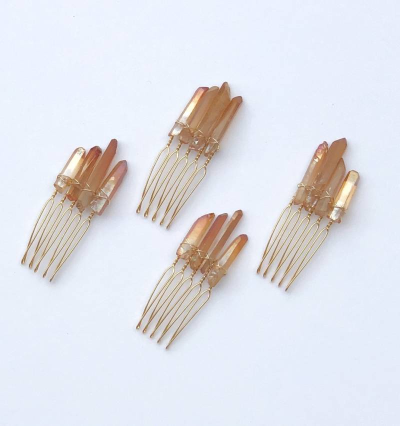 Topas Quarz Haarkamm Pins Brautkristall Kopfschmuck Topas Quarz Haarkamm Pins Brautkristall Kopfschmuck von thewayfarerbride