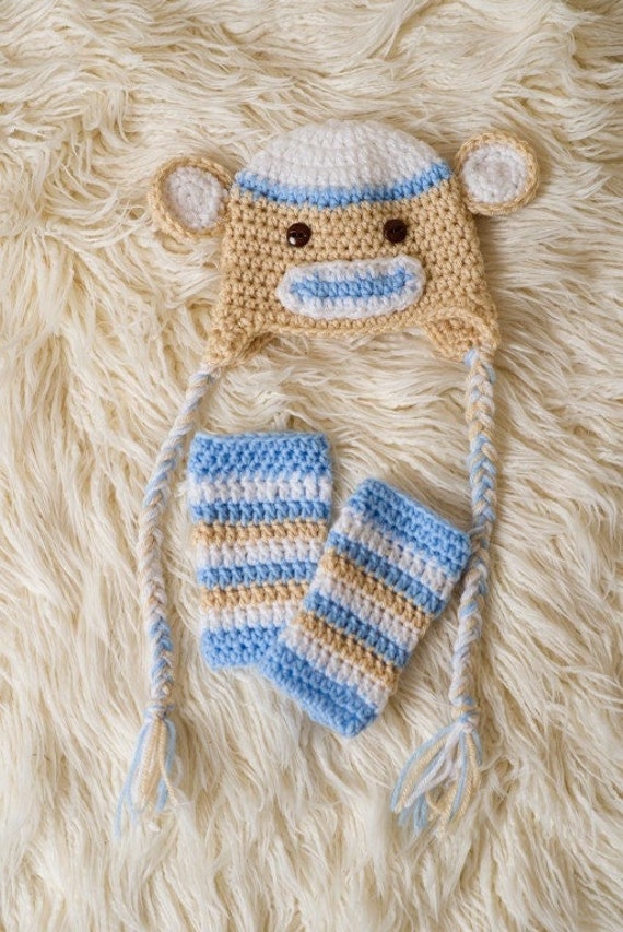 Neugeborenen/Baby/Blaue Sock Affen Mütze Und Legging Set von thewhimsicalelephant