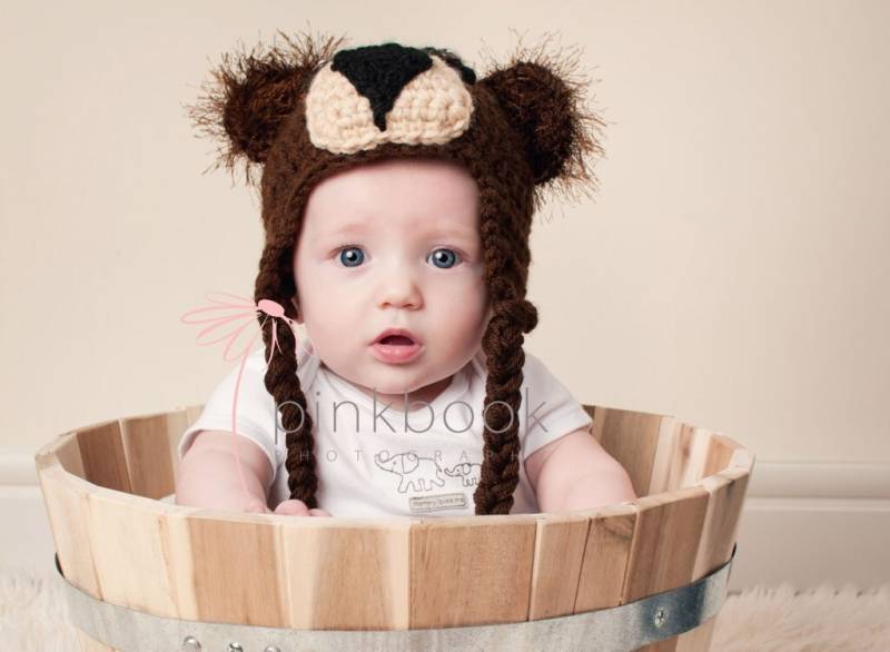 Neugeborenen/Kleinkind Gehäkelte Braunbär Ohrenklappen Mütze von thewhimsicalelephant