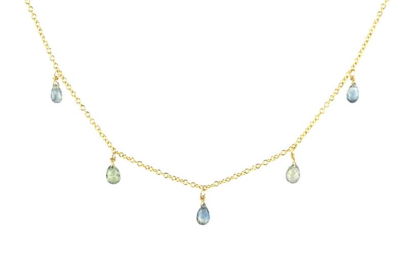 Multi Blau Grün Saphir Briolette Teardrop Halskette Multi Blau Grün Saphir Briolette Teardrop Halskette von thewilddiamondssi