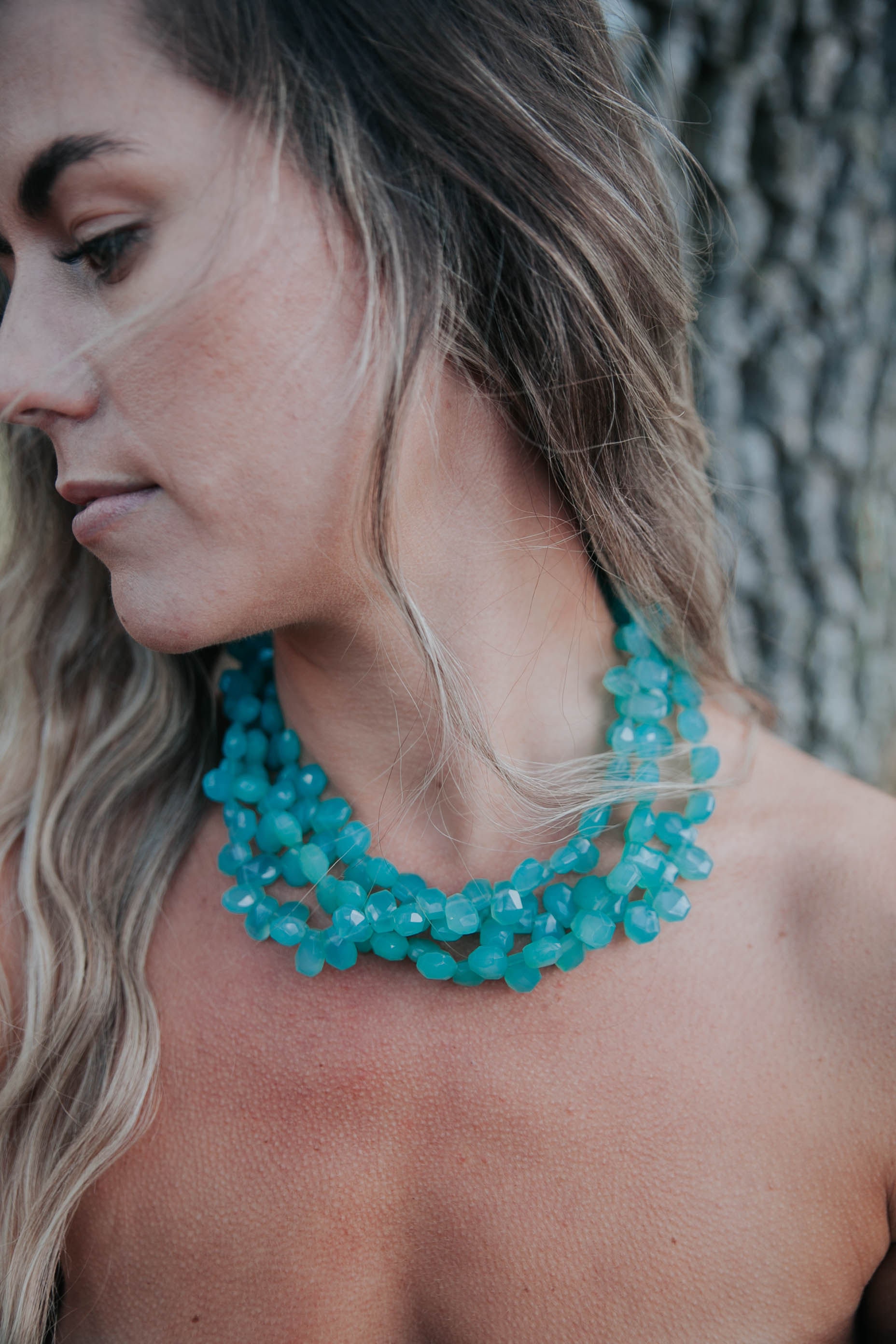 Türkis Aqua Chalcedon Statement Halskette Türkis Aqua Chalcedon Statement Halskette von thewilddiamondssi