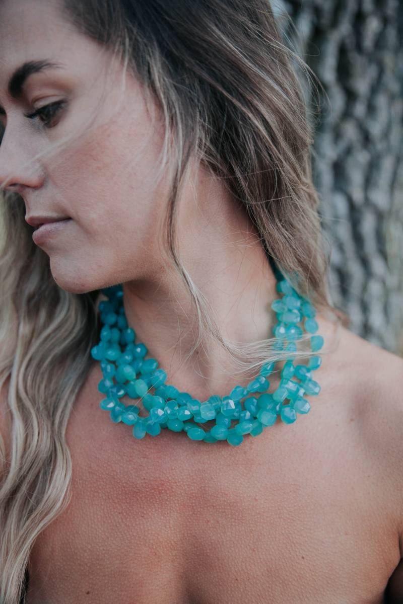 Türkis Aqua Chalcedon Statement Halskette Türkis Aqua Chalcedon Statement Halskette von thewilddiamondssi