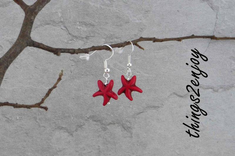 Ohrhänger - Seestern in Dunkelrot von things2enjoy