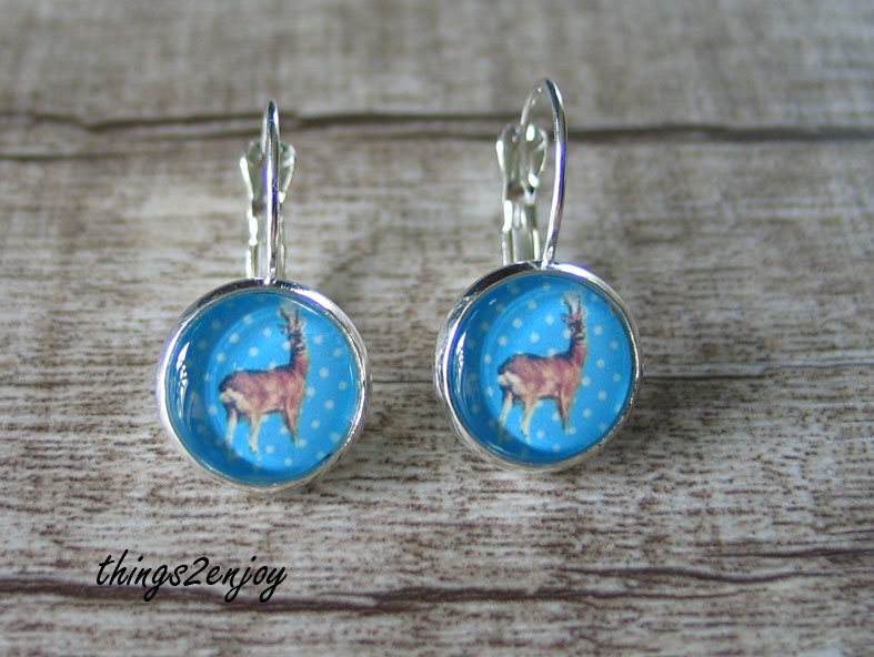 Ohrring-Brisuren - Hirsch in Hellblau von things2enjoy