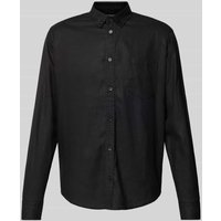 Thinking Mu Regular Fit Freizeithemd mit Brusttasche Modell 'BLACK HEMP ANT' in Black, Größe XL von thinking mu