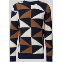 Thinking Mu Strickpullover mit Allover-Muster in Dunkelblau, Größe L von thinking mu