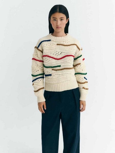 thinking mu Damen Pullover - Macrame Candela Knitted Sweater - aus Wolle von thinking mu