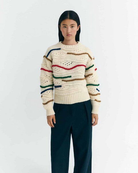 thinking mu Damen Pullover - Macrame Candela Knitted Sweater - aus Wolle von thinking mu