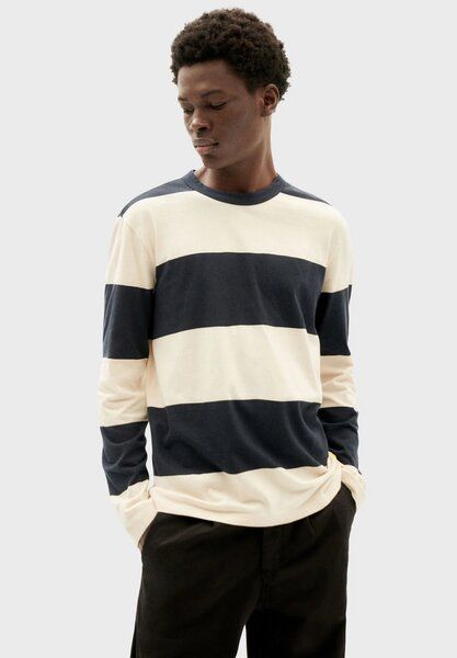 thinking mu Emilio - Longsleeve gestreift schwarz weiß Bio-Baumwolle von thinking mu