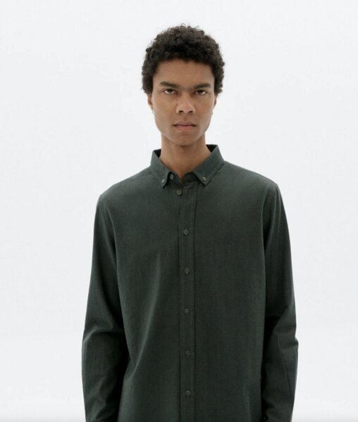 thinking mu Microchecks Dark Eucaliptus Ant Shirt von thinking mu