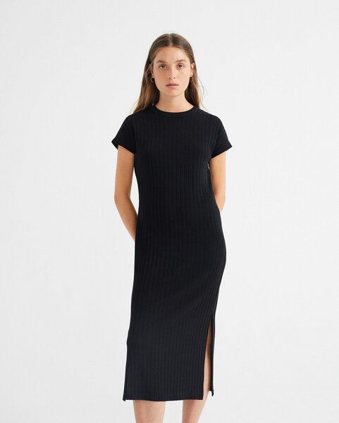 thinking mu Tencel Kleid gerippt - Trash Cherry - mit Refibra von thinking mu