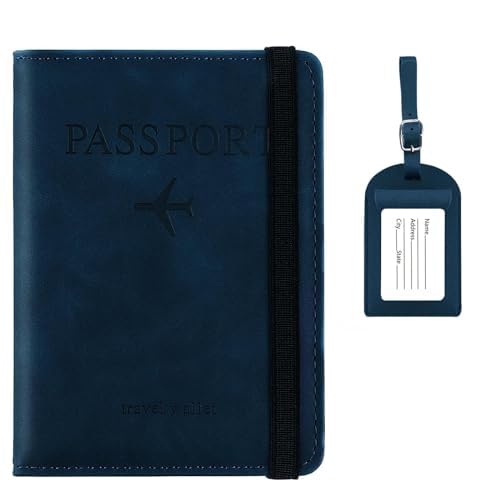thirei Hülle Reisepasshülle, Reisepass, Schutzhülle Tasche für Kreditkarten, für Männer und Frauen, RFID-blockierende Passhülle, für Ihre Reisedokumente zu organisieren (Navy Blau) von thirei