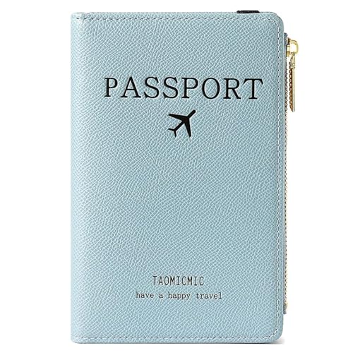 thirei Reisepasshülle, PU Leder Reisepass, Passport Cover, Travel Wallet, Passport Hülle, Reisepass Tasche, mit Zipper, für Kreditkarten, Ausweis und Reisedokument (Blau) von thirei