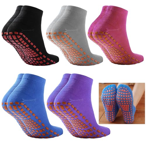 thirei Yoga Socken, 5 Paare Rutschfeste Socken, 5 Farben Frauen und Männer Yoga Socken, Yoga Socken Anti-Rutsch-Socken, Pilates-Socken, für Yoga, Pilates, Ballet, Aerobic und Fitness-Training von thirei