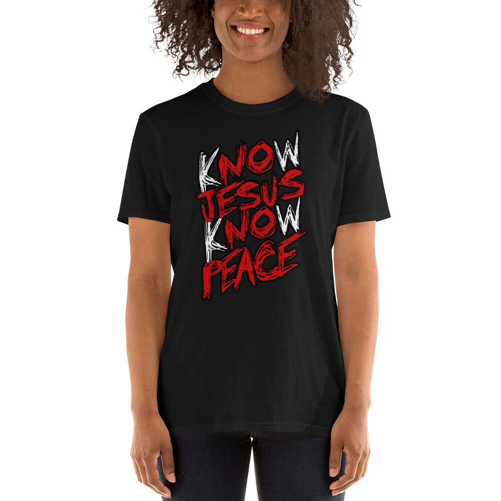 Kurzarm-Unisex T-Shirt-T-Shirt-Christian | Weiß Jesus Wissen, Frieden von thirsTshop