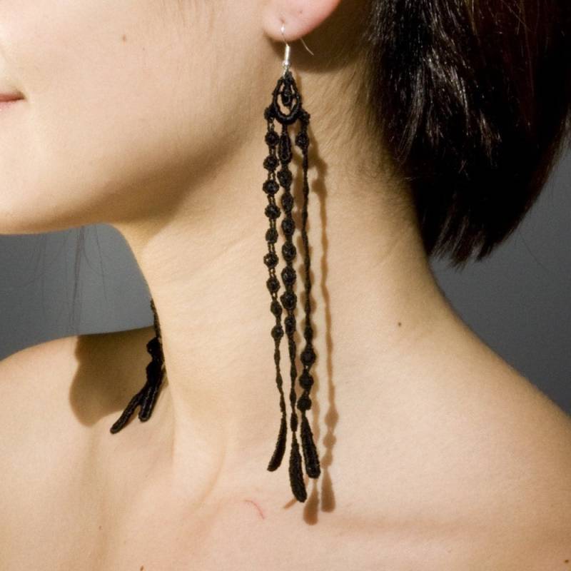 Schwarze Spitzeohrringe - Seagras Tassel Statement Ohrringe Extra Lang Perlartig. in Mehreren Farben Erhältlich. Ausgefallene Gatsby Häkeln Schwarze Spitzeohrringe - Seagras Tassel Statement Ohrringe Extra Lang Perlartig. in Mehreren Farben Erhältlich. Ausgefallene Gatsby Häkeln von thisilk