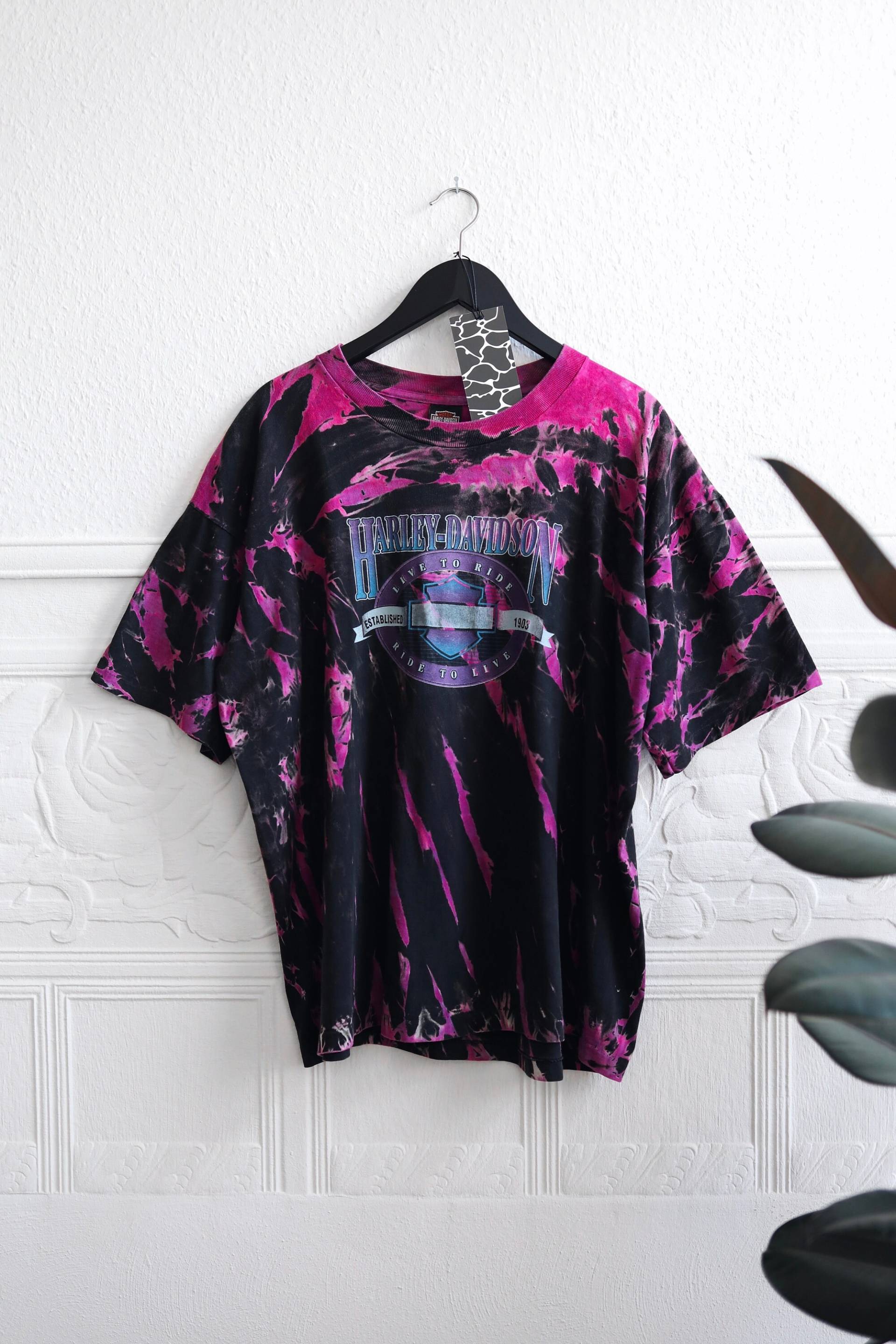 Harley Davidson Vintage Shirt Batik Pink Black 90S Single Stitch Biker 90Er Harley Davidson Vintage Shirt Batik Pink Black 90S Single Stitch Biker 90Er von thisisjkvintage