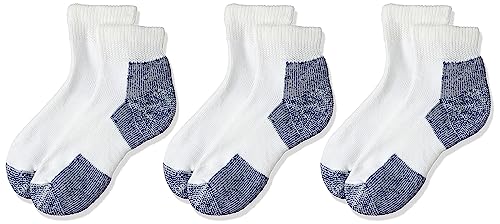 thorlos Unisex-Erwachsene Laufsocke JMX Running Maximum Cushion Knöchelsocken, Weiß/Marineblau (3 Paar), Medium (3er Pack) von Thorlos