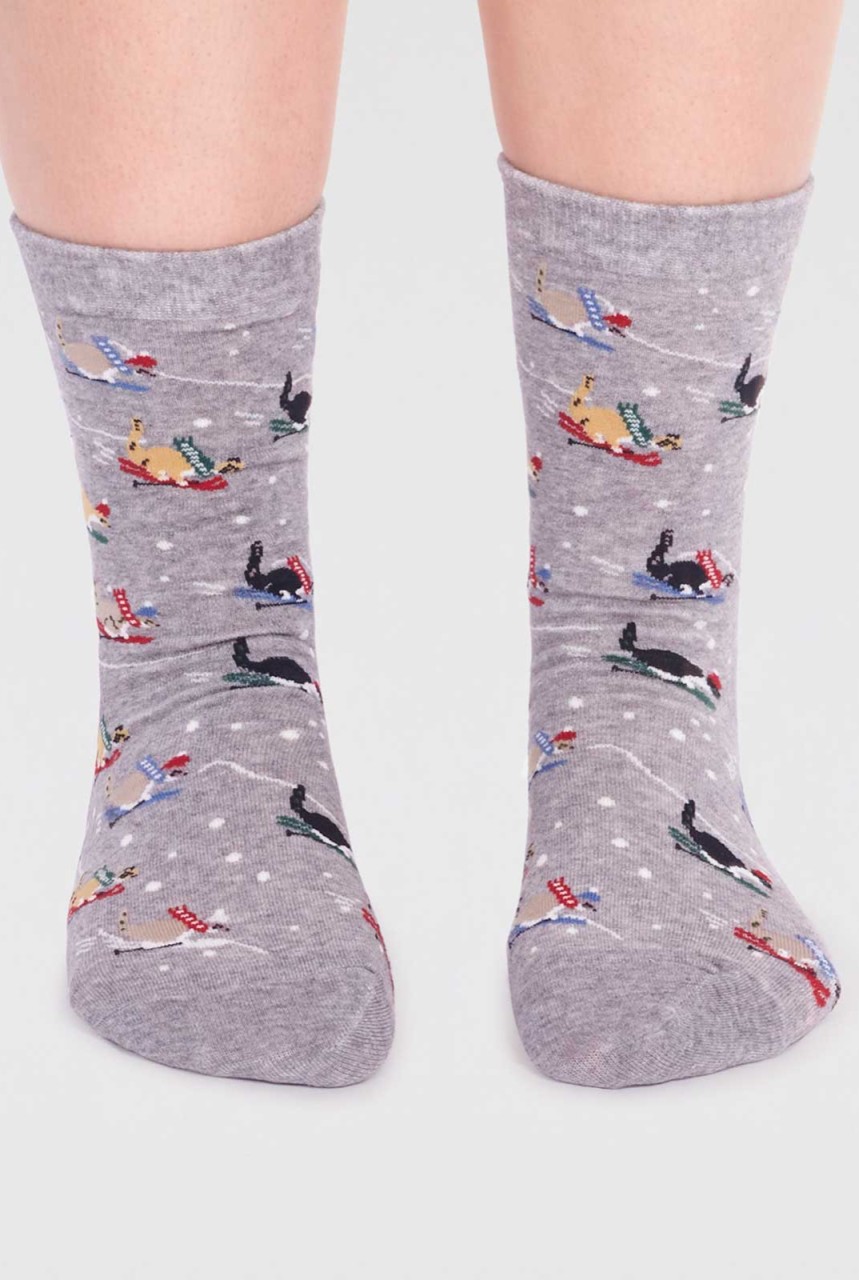 AMARYLLIS GOTS ORGANIC COTTON SKIING CAT SOCK | thought |... 36-40 von thought
