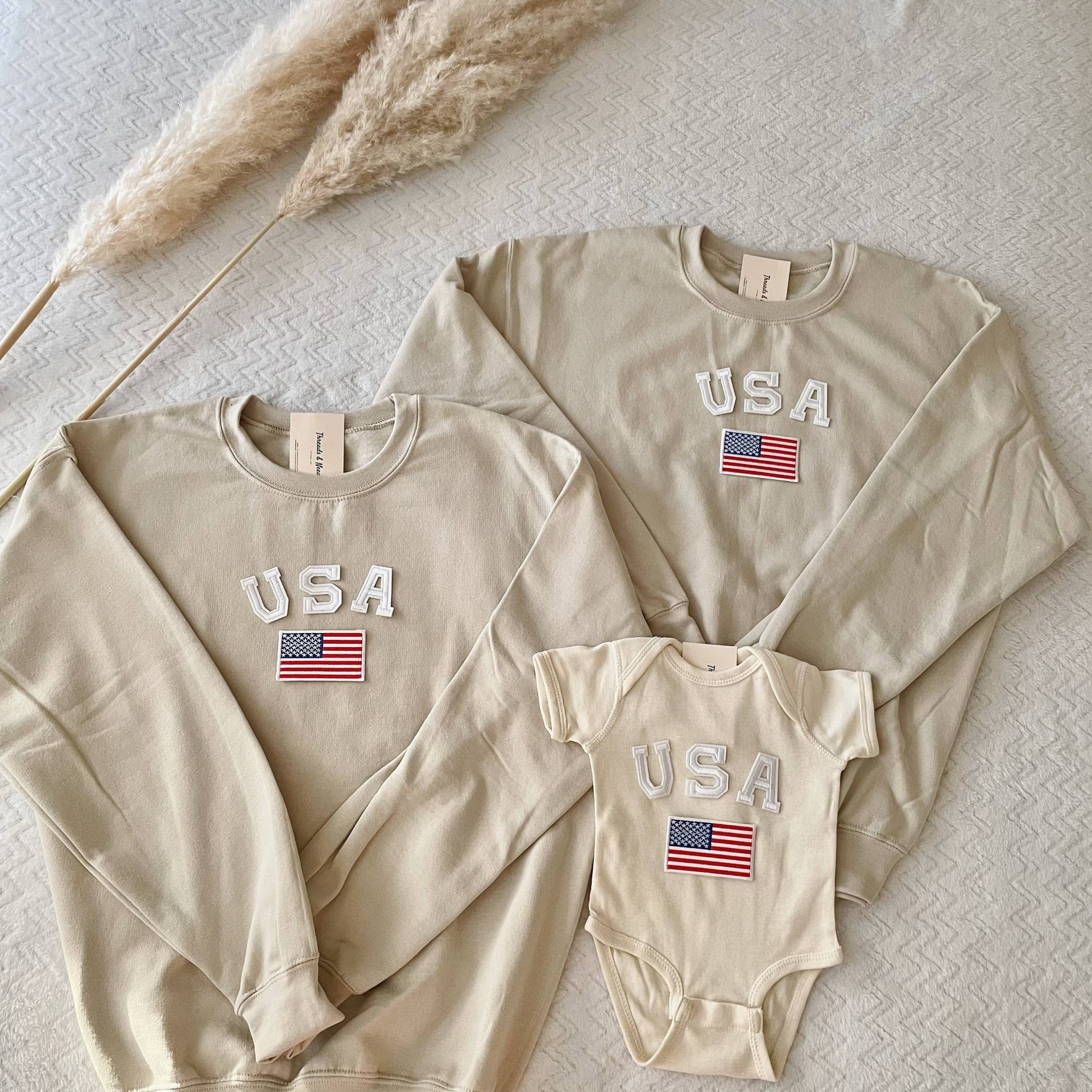 Usa Passendes Familien Outfit | Passende Familie Sweatshirt 4. Juli Mama Und Baby Familienhemden von threadsandneedlesCHI