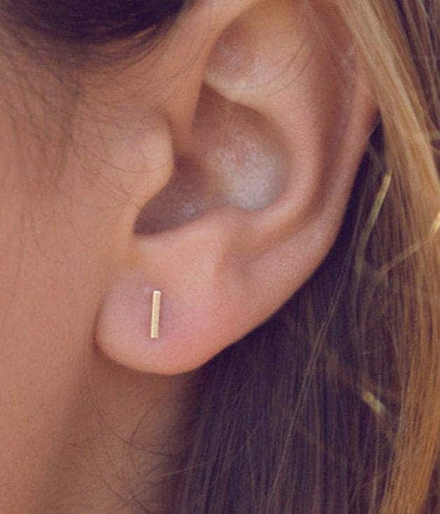 Bar Ohrstecker Zierliche Rechteck Ohrringe Gelb, Weiß Oder Roségold Einfache Alltagsohrringe von threelayers