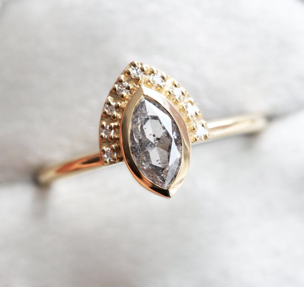 Salz Und Pfeffer Diamant Ring, Marquise Verlobungsring, Galaxy Ring von threelayers