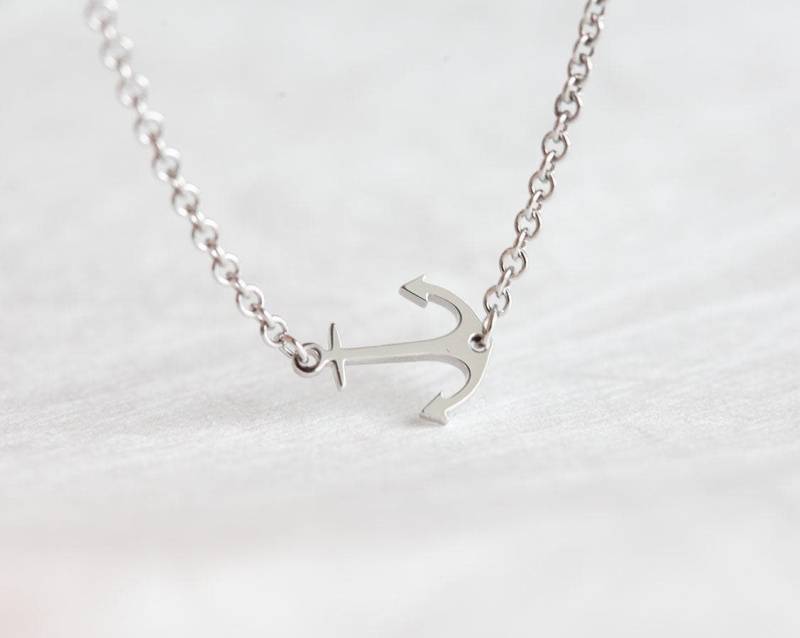 Seitliche Anker Halskette, Einfache Seekette, Armband Oder Fußkettchen in 585 Gold von threelayers