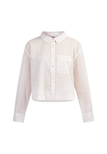 threezy Damen Hemdbluse 12127426-TH01, Weiss PINKORANGE Punkte, L von threezy