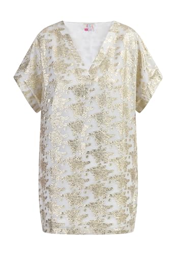 threezy Damen Tunika 21327372-TH01, WOLLWEISS MIT GOLDENEN Blumen, L von threezy