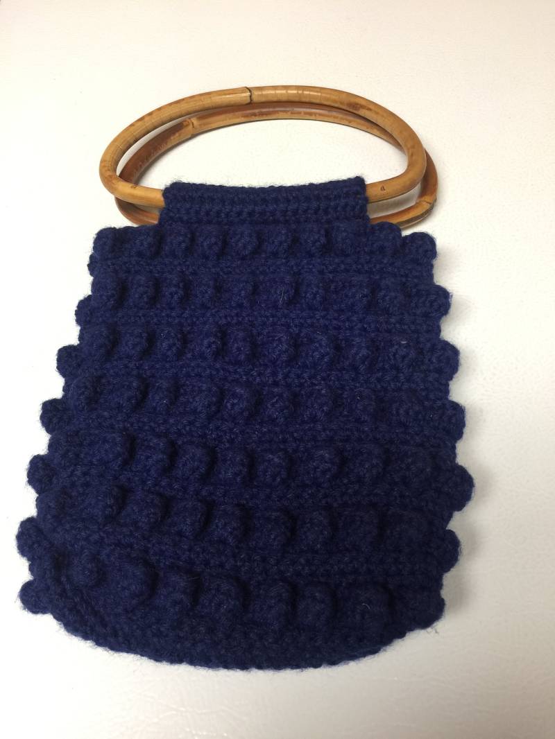 Hand Gehäkelt Geldbörse Handtasche Mit Holzgriffe 8 X 9 4 von thriftyvalue