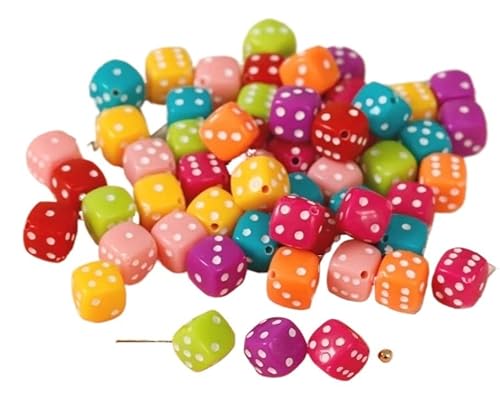 tiHtYYfs Handgemachte Perlen Acrylwürfel, gemischte Farben, lose Perlen, DIY-Perlenmaterialien, handgefertigte Halskette, Handykette, Schmuck (Color : B, Size : One size) von tiHtYYfs