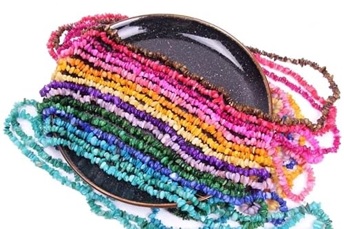 tiHtYYfs Handgemachte Perlen DIY-Perlenzubehör, gefärbter quadratischer Schotter, perforierte Muschel, unregelmäßige lose Perlen, Perlenmaterial (Color : E, Size : About85mm(perforated)) von tiHtYYfs