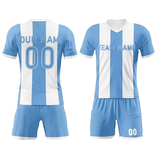 Argentinien Trikot Shorts - Kinder Erwachsene Jungen Fußball Geschenke - Custom Football Kit mit Name Nummer - Team Trikot Personalisiert, weiß / blau, 140 von tiansiaben