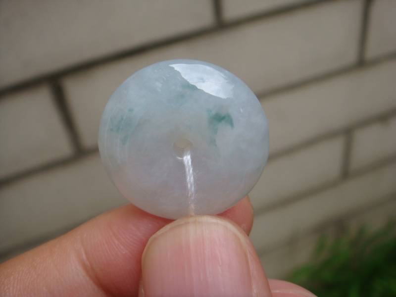 22 Mm Lichtdurchlässig Eisige Hellgrün Klasse A Natürliche Jadeit Geschnitzt Donut Anhänger/Halskette Edelsteine Schmuck No.144 von tiantianjadeite