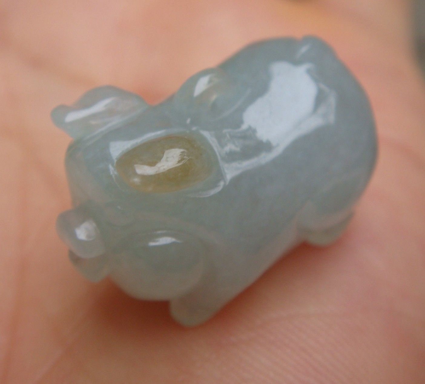 24 Mm Jadeit 100% Natürlich Klasse A Geschnitzter 3D Kleiner Schwein Eber Anhänger in 14K Gold Gefüllter Ösenfassung Mit Zertifikat 6741 von tiantianjadeite