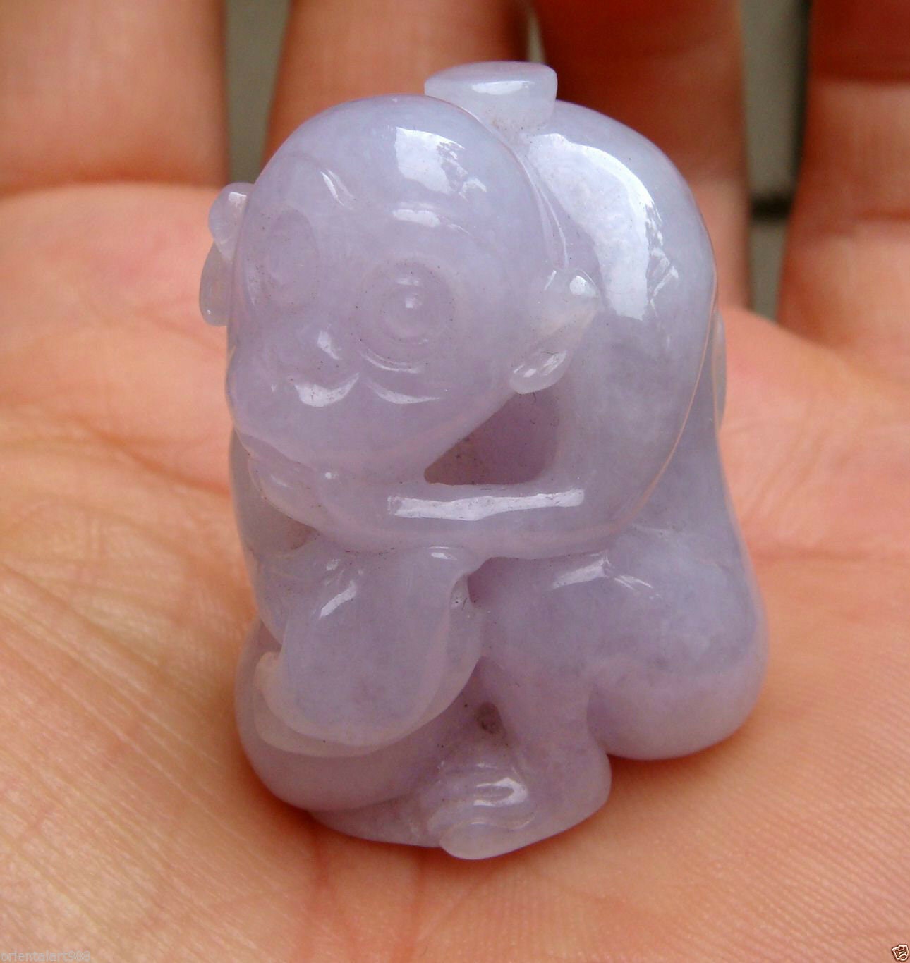 40 Mm Eisig Zertifiziert 100% Natürlich Unbehandelt Grad A | Typ A Hell Lavendel Jadeit Geschnitzt 3D Affe Pfirsich Anhänger/Halskette von tiantianjadeite