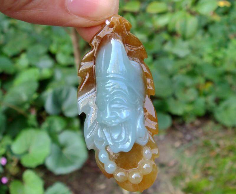 40 Mm Eisiger Jadeit Anhänger100% Natürliche Unbehandelte Klasse A Handgemachter Geschnitzter 3D Jigong Edelstein von tiantianjadeite