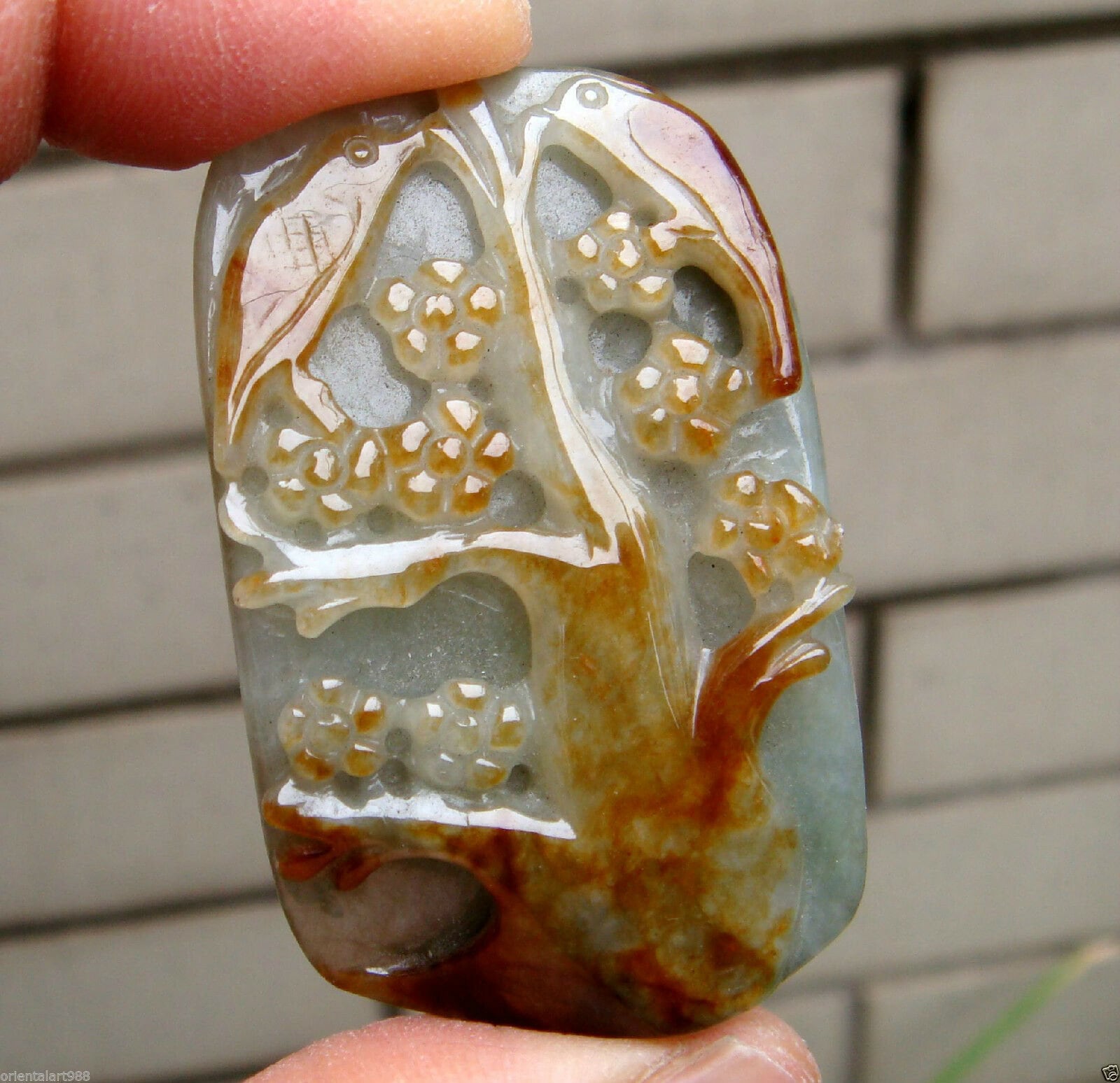 40 Mm Jadeit Zertifiziert 100% Natürlich Unbehandelt Grad A | A-Typ Handgemachte Geschnitzte Elstern Pflaume Blume Anhänger Edelstein von tiantianjadeite