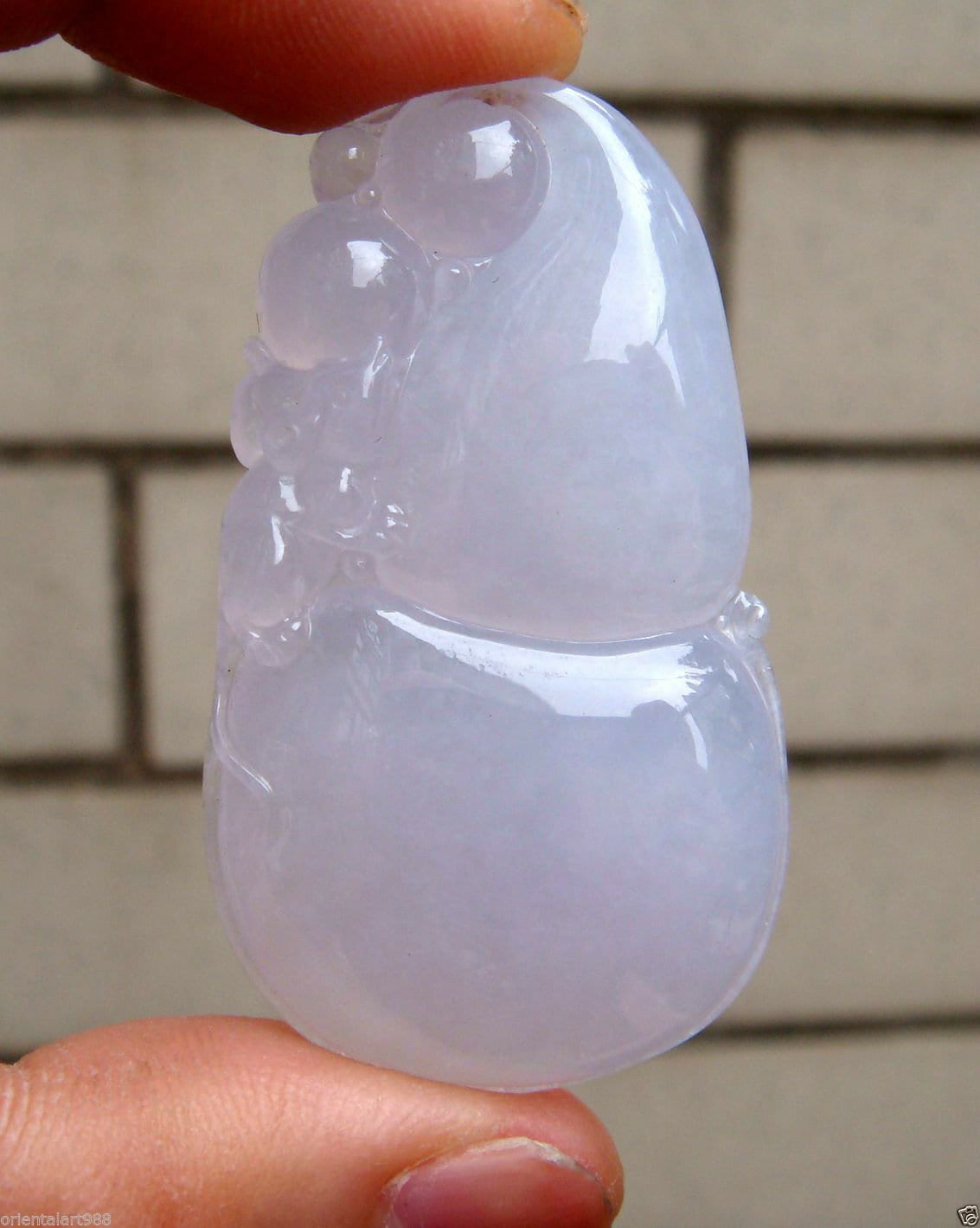 42 Mm Eisig Zertifiziert 100% Natürlich Unbehandelt Klasse A Tye Light Lavender Green Jadeit Geschnitzt Calabash Maus Anhänger/Halskette von tiantianjadeite