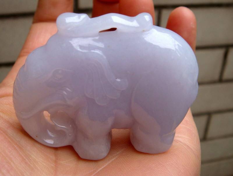 45 Mm Eisiger Jadeit Zertifiziert 100% Natürlich, Unbehandelt Grad A | Typ A Hell Lavendel 3D Elefant Ruyi Anhänger Edelstein von tiantianjadeite