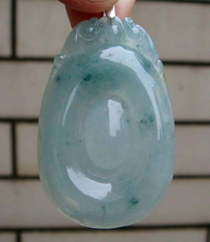 45 Mm Jadeit Anhänger Zertifiziert 100% Natürlich Unbehandelt Klasse A Eisig Transluzent Floral Geschnitzt Viel Glück 925 Silber Bail 47 von tiantianjadeite