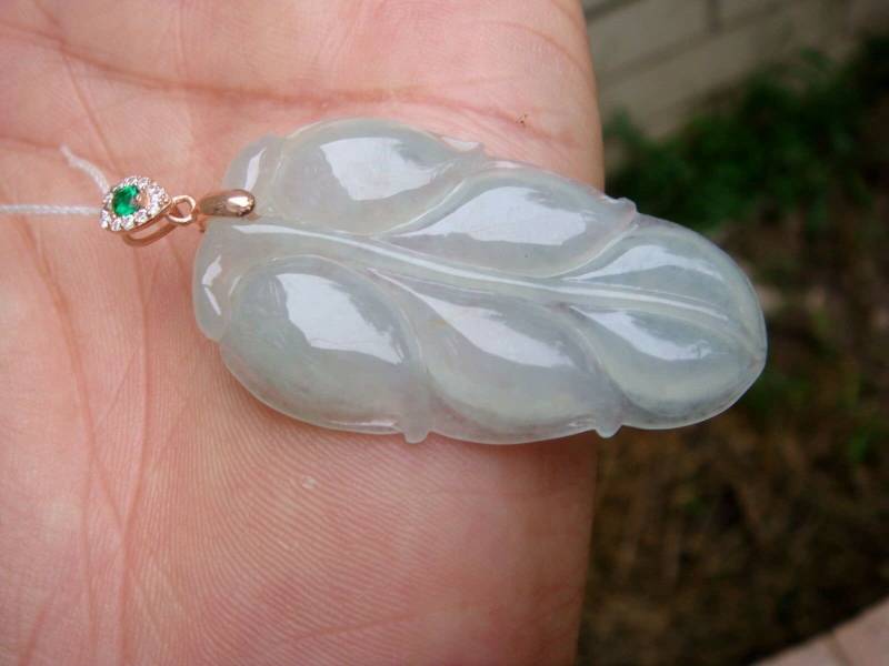 45 Mm Jadeit Zertifiziert 100% Natürlich Unbehandelt Klasse A Eisige Durchscheinende Blatt Mit 925Er Silber Anhänger Edelstein 1017 von tiantianjadeite