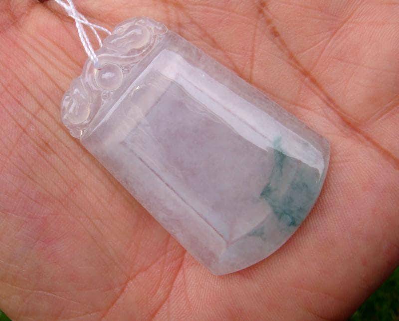 46 Mm Jadeit Zertifiziert 100% Natürlich Unbehandelt Grad A | A-Typ Eisige Durchscheinende Florale Blaue Handgeschnitzte Anhänger Edelstein von tiantianjadeite