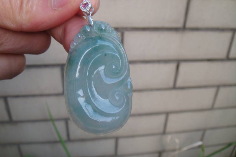 47 Mm Jadeit Zertifiziert 100% Natürlich Unbehandelt Klasse A Eisige Durchscheinende Blumen Geschnitzte Ruyi 925 Silber Haken Anhänger Edelstein von tiantianjadeite