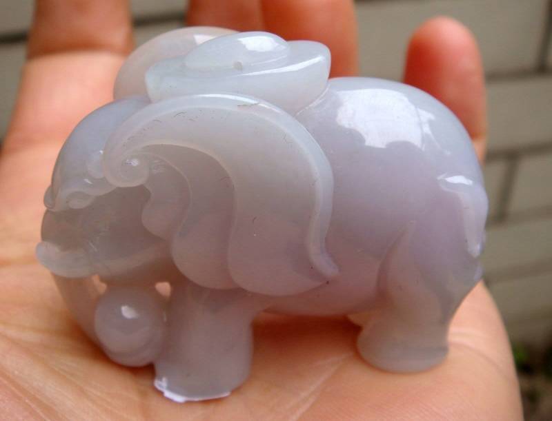 47 Mm Zertifiziert 100% Natürlich Unbehandelt Grad A Lavendel Icy Jadeit Handgemachte Geschnitzte 3D-Elefant Yuanbao Anhänger Gemstone2991 von tiantianjadeite