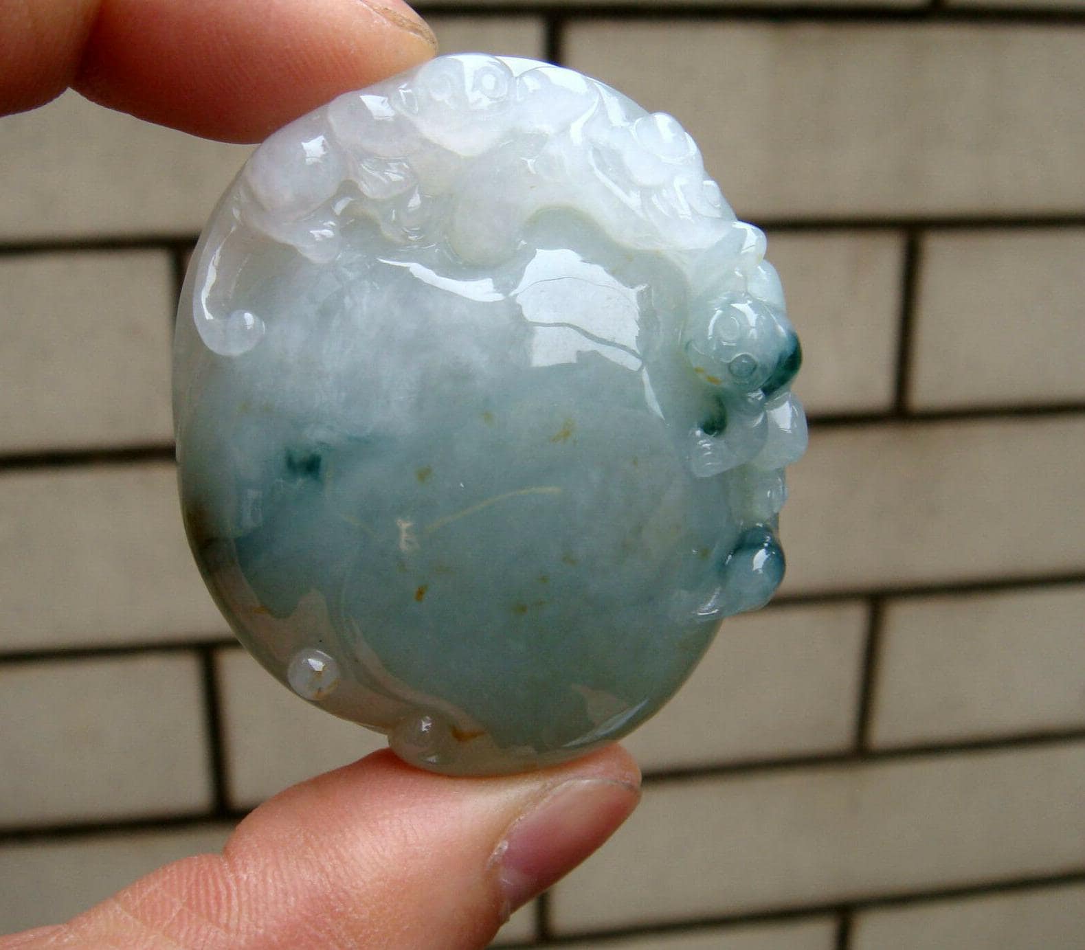 50 Mm Eisiger Jadeit Zertifiziert 100% Natürlich Unbehandelt Grad A | A Typ Hellgrün Blau Geschnitzten Affen Pfirsich Anhänger Edelstein von tiantianjadeite