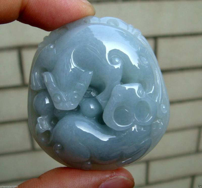 50 Mm Jadeit Zertifiziert 100% Natürlich Unbehandelt Grad A Hellgrün Geschnitzt Ochse Pixiu Anhänger Halskette Edelstein 1128 von tiantianjadeite