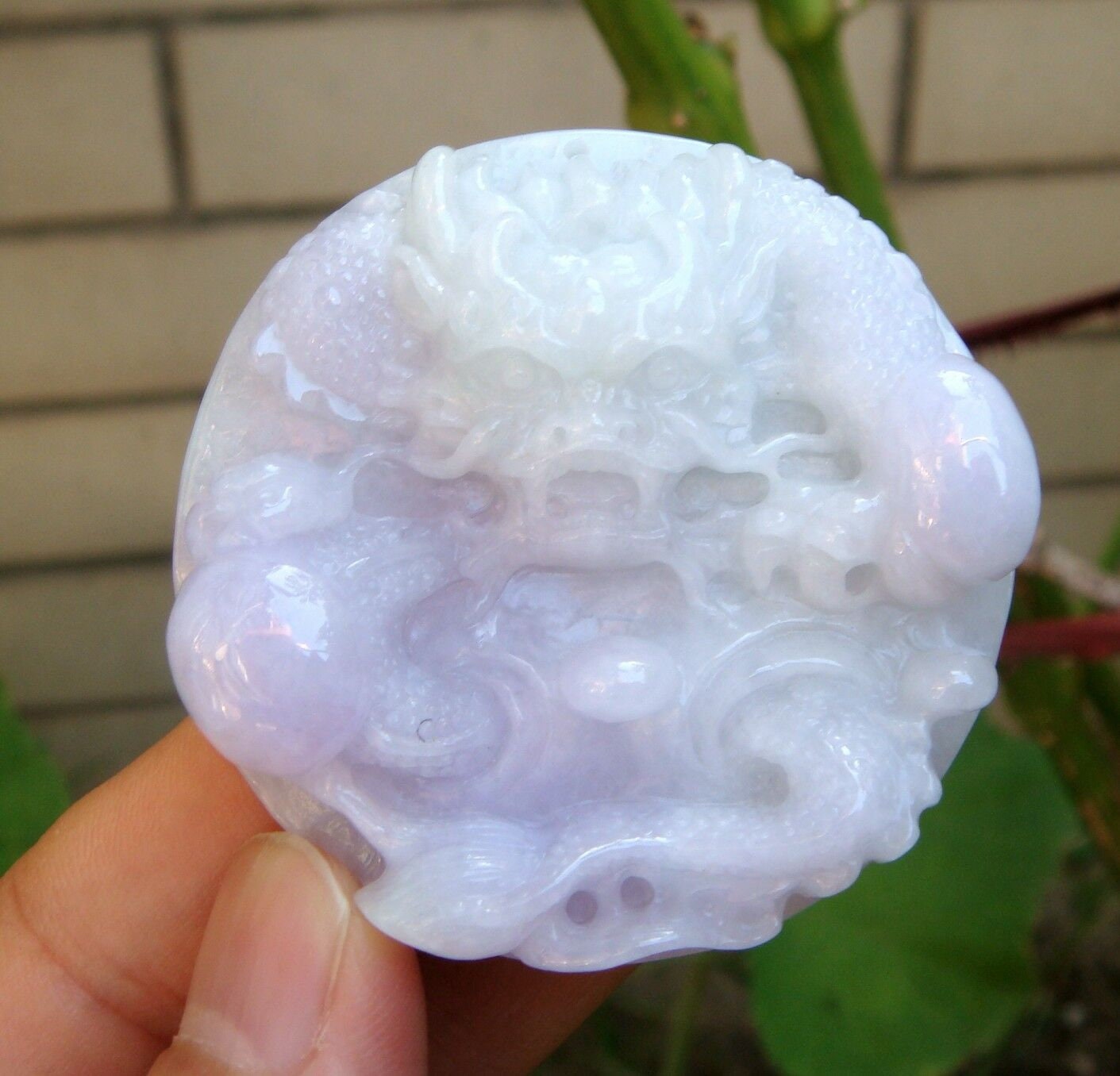 51 Mm Jadeit Zertifiziert 100% Natürlich Unbehandelt Grad A | Typ A Lavendel Geschnitzten Drachen Ruyi Anhänger Halskette Edelstein von tiantianjadeite