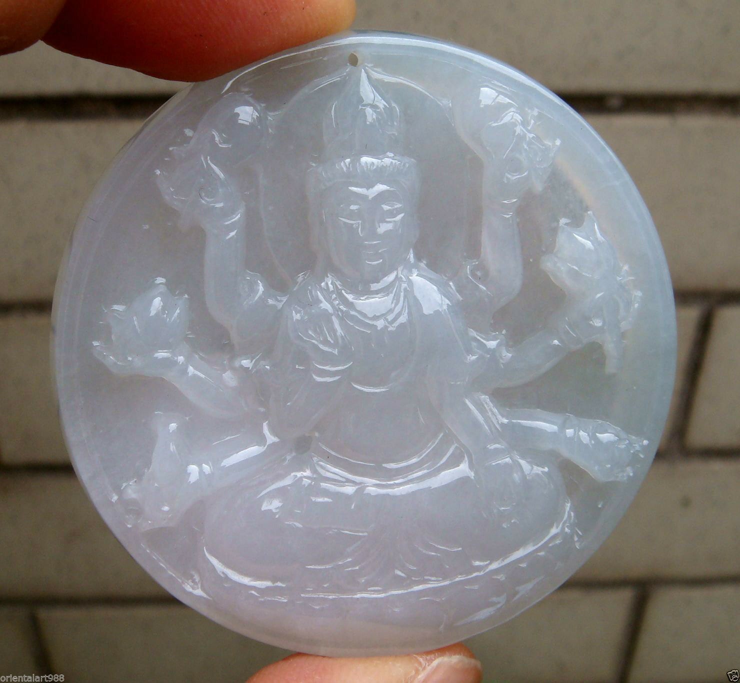 52 Mm Jadeit W Zertifiziert 100% Natürlich, Unbehandelt Klasse A Typ Weiß Eisig Durchscheinend Kuanyin Anhänger Edelstein 7630 von tiantianjadeite