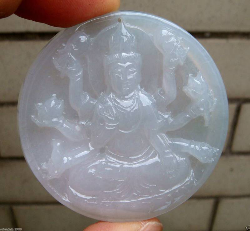 52 Mm Jadeit W Zertifiziert 100% Natürlich, Unbehandelt Klasse A Typ Weiß Eisig Durchscheinend Kuanyin Anhänger Edelstein 7630 von tiantianjadeite